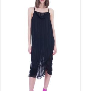 IRO Slip Peria Black Viscose Square Neckline Midi Dress SZ 2/34